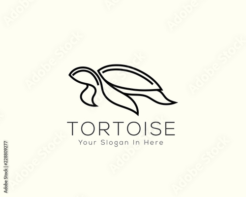 line art swimming turtle logo design inspiration