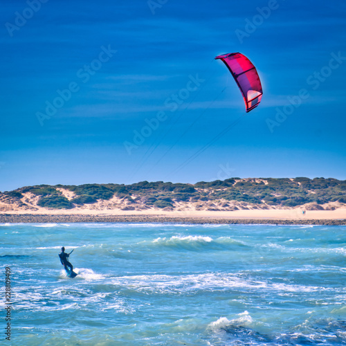 Man sailing with his kite