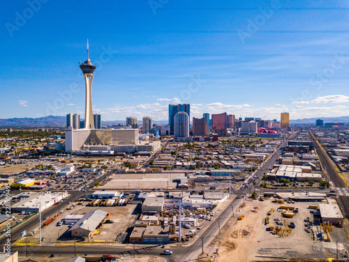 July 10, 2018. Las Vegas, USA. Aerial view of the Stratosphere hotel in Las Vegas by the strip. 
