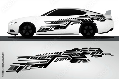 Vinyls sticker Decals for Car truck mini bus modify Motorcycle. Racing Vehicle Graphics kit isolated vector design race Elegant stripes modern red technology background for wrap
