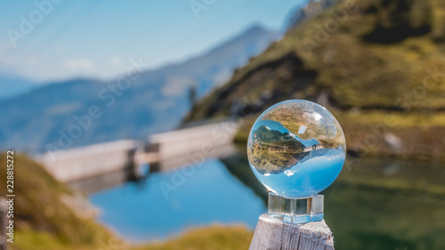 Crystal ball alpine landscape shot at Kitzsteinhorn - Salzburg - Austria