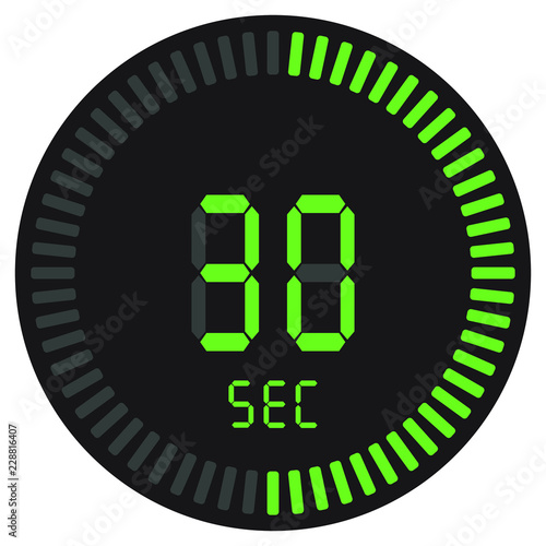 The digital timer 30 seconds. electronic stopwatch with a gradient dial starting vector icon, clock and watch, timer, countdown symbol.