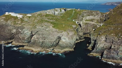 Aerial view of Bridge to Mizen Head lighthouse in southern Ireland photo