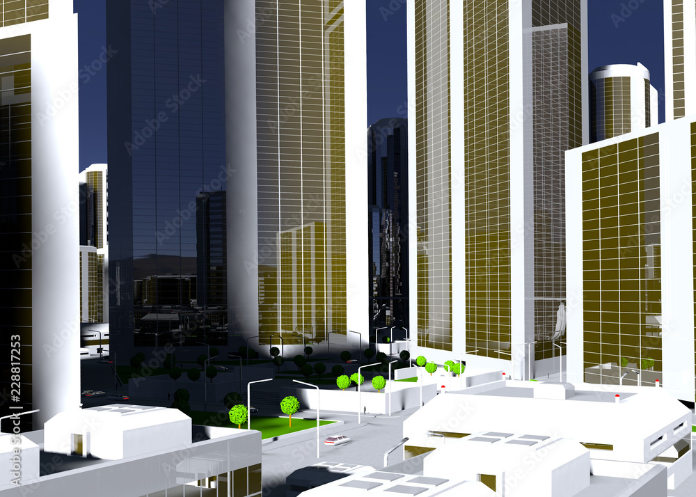 Naklejka premium Futuristic Capital City 3d-Illustration