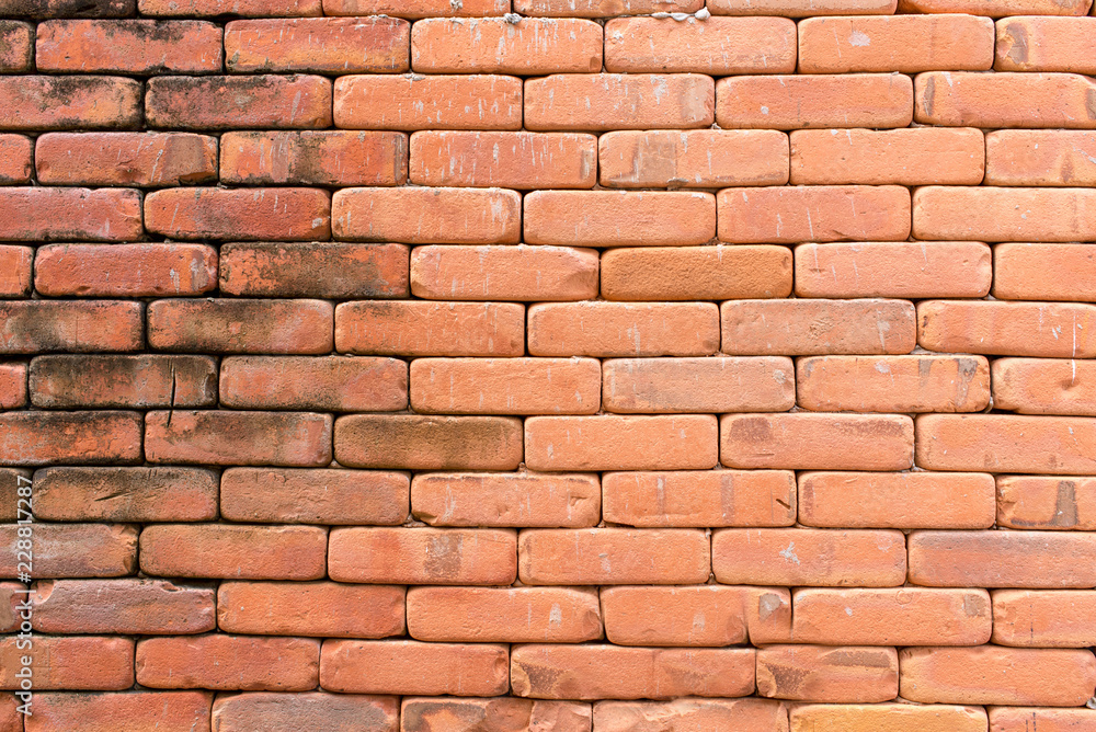 Brown Brick Mortar Wall With Broken Shabby Stucco Texture. Brown Brick Mortar Wall With Broken Shabby Stucco Texture.