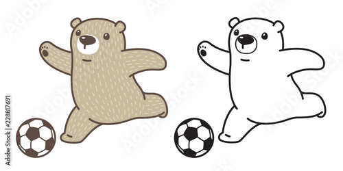 Bear vector Polar Bear soccer icon logo football ball cartoon character illustration doodle