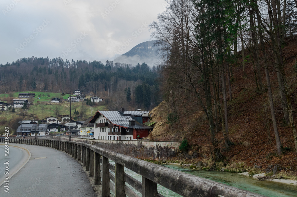 Way beside a river in Berchtesgaden, Germany