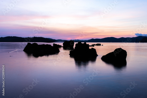 Tropical beach at beautiful sunset. Nature background