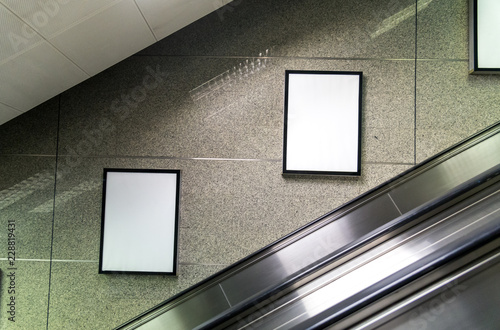 Blank billboard in modern interior hall.