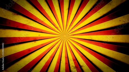Red and yellow stripes  aged arthouse color tones   with shadows  converging and forming a circle. Old retro vintage texture.  