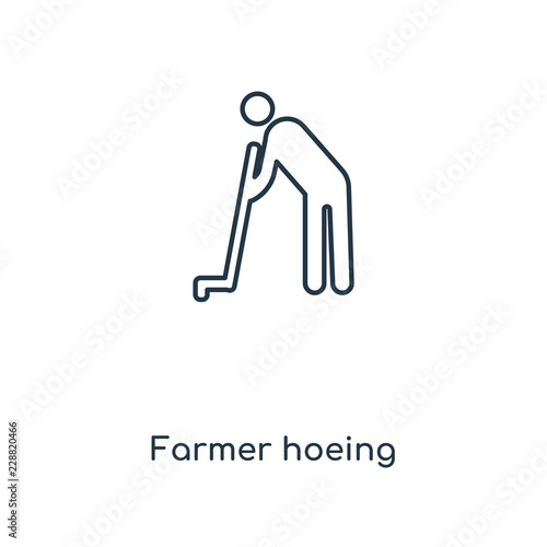 farmer hoeing icon vector