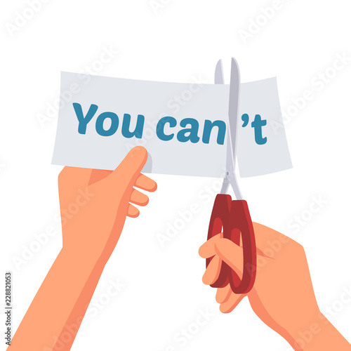 Hand holding the paper with dialog. You can motivation concept vector