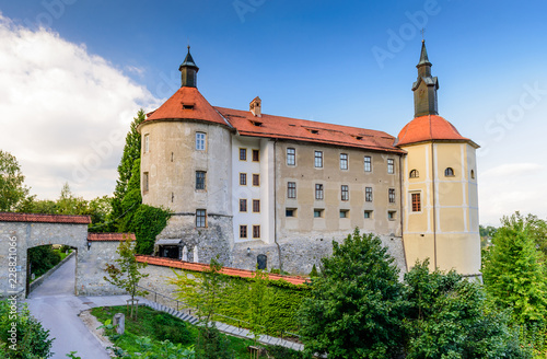 Skofja Loka Castle and museum - a historic medieval castle in Slovenia  a popular tourist attraction  Skofja Loka  Gorenjska  Slovenia.