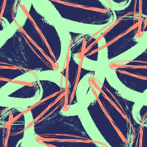 Chaotic Abstract Artistic Background with Endless Shapes ,Hand Drawn Seamless Pattern,Modern Print.Hipster Fashion Print