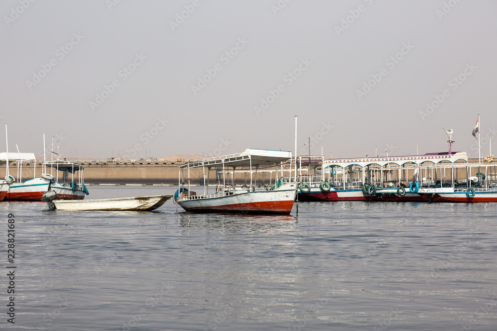 Harbor with old boats on Nile Harbor with old boats on Nile