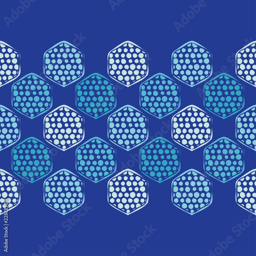 Polka dot seamless pattern. Shapes of hexagons. Geometric background. Dots, circles and buttons. Can be used for wallpaper, textile, invitation card, wrapping, web page background.