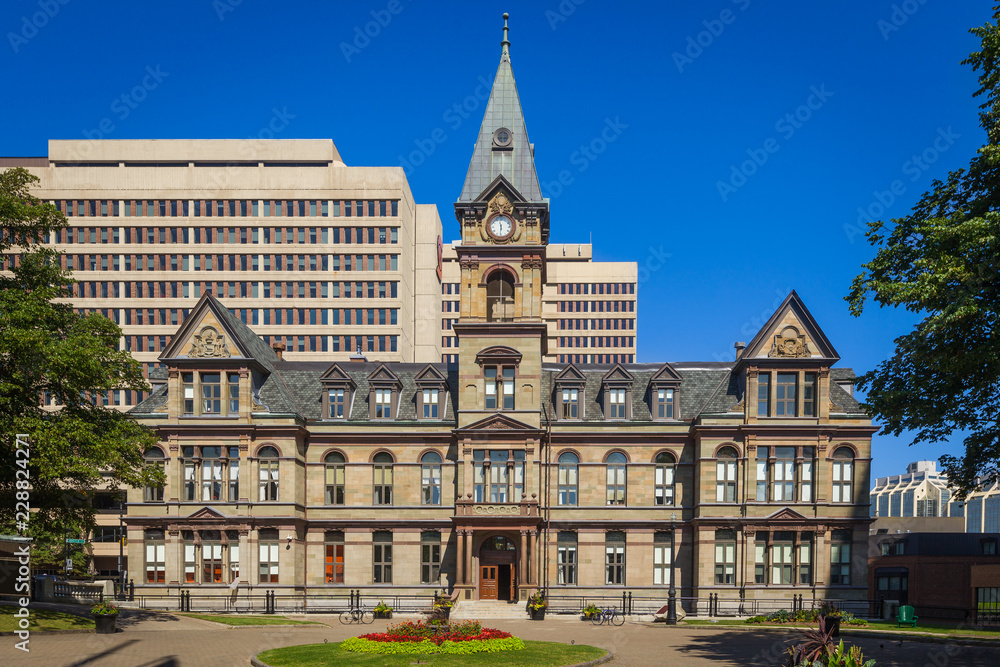 The facade of the Halifax City Hall, Halifax, Nova Scotia, Canada