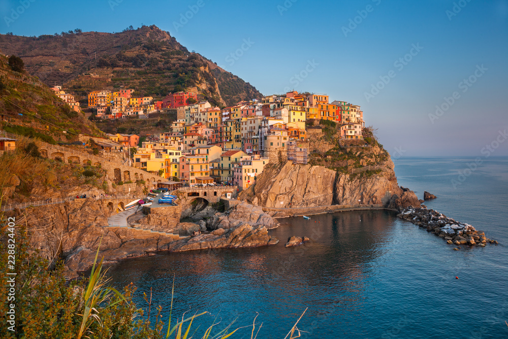 The village of Manarola in Cinque Terre, La Spezia, Italy