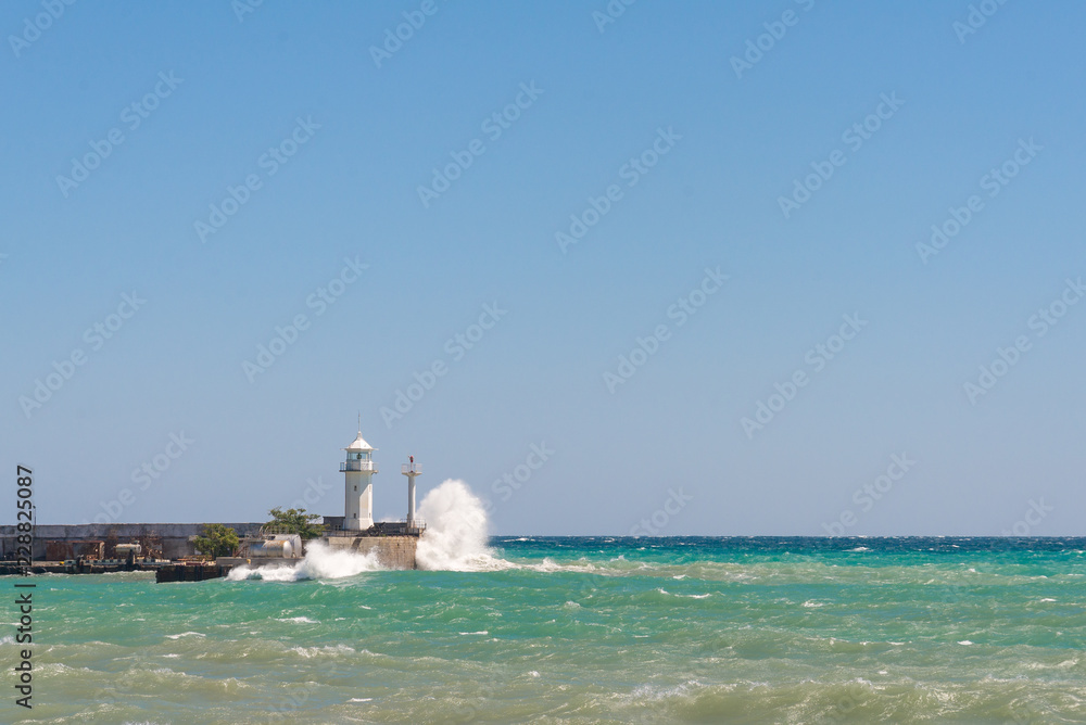 Storm Sea: Yalta (Crimea), dock, surf