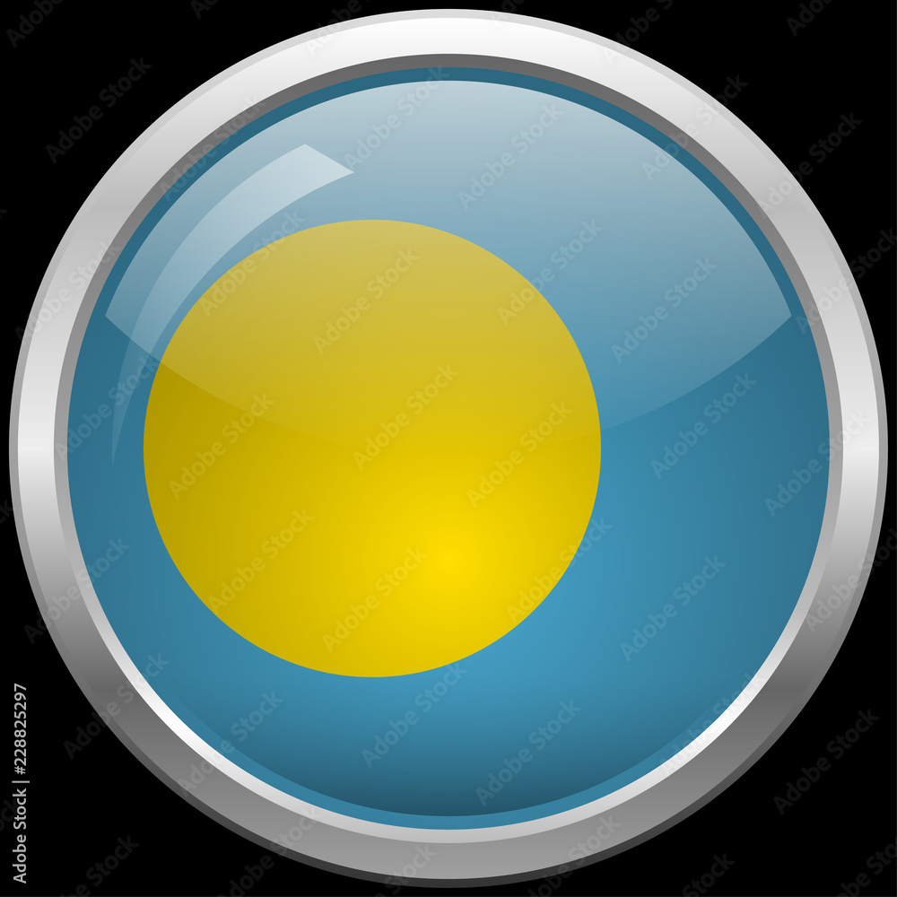 Palauan flag glass button vector illustration
