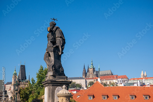 statue on Prague Charles Bridge