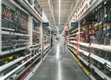 Warehouse aisle of building materials in industiral store