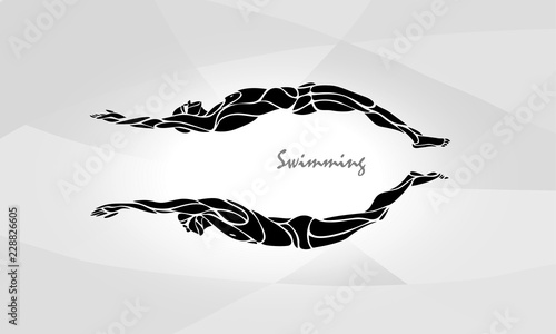 Swimming Sport Silhouette. Swimmers Vector Illustration Eps10