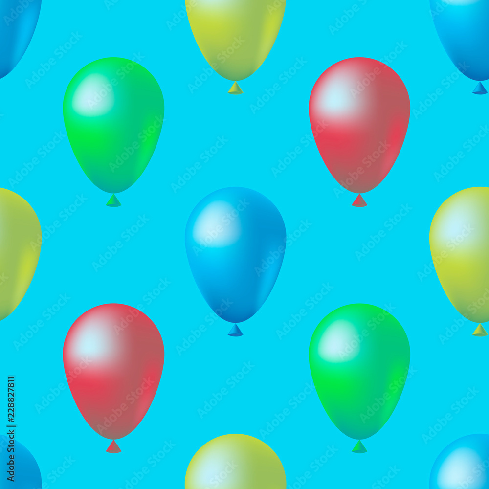 Balloons seamless pattern background, cute colorful illustration