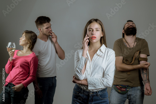 Addicted to social networking. Social Media Today. People hands addicted by mobile smart phone. Stop game addiction. Sad teenage girl with social problems.