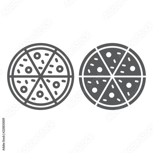 Pizza line and glyph icon, italian and food, fast food sign, vector graphics, a linear pattern on a white background.