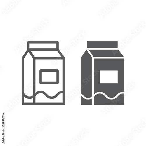 Milk line and glyph icon, drink and food, milk pack sign, vector graphics, a linear pattern on a white background.