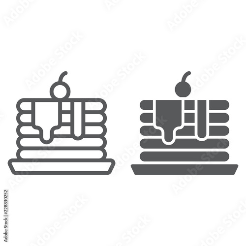 Pancakes line and glyph icon, pastry and food, crepe sign, vector graphics, a linear pattern on a white background.