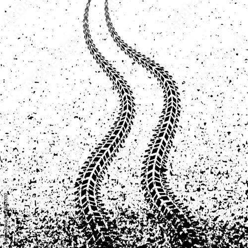 Black Tire Tracks with Grunge Blob