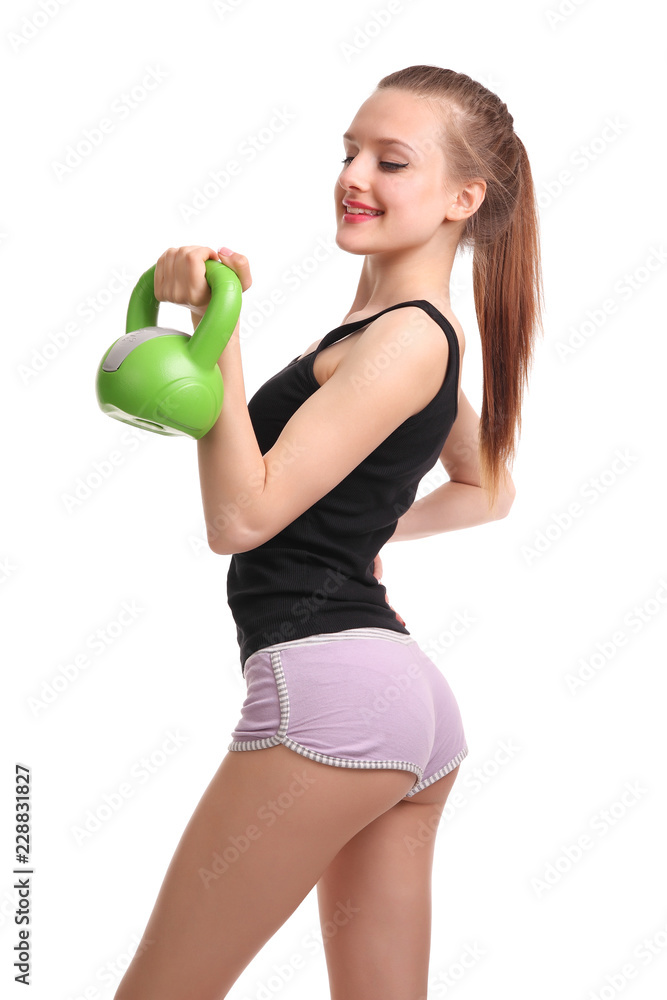 Sexy fitness girl with dumbbells Sexy fitness girl with dumbbells