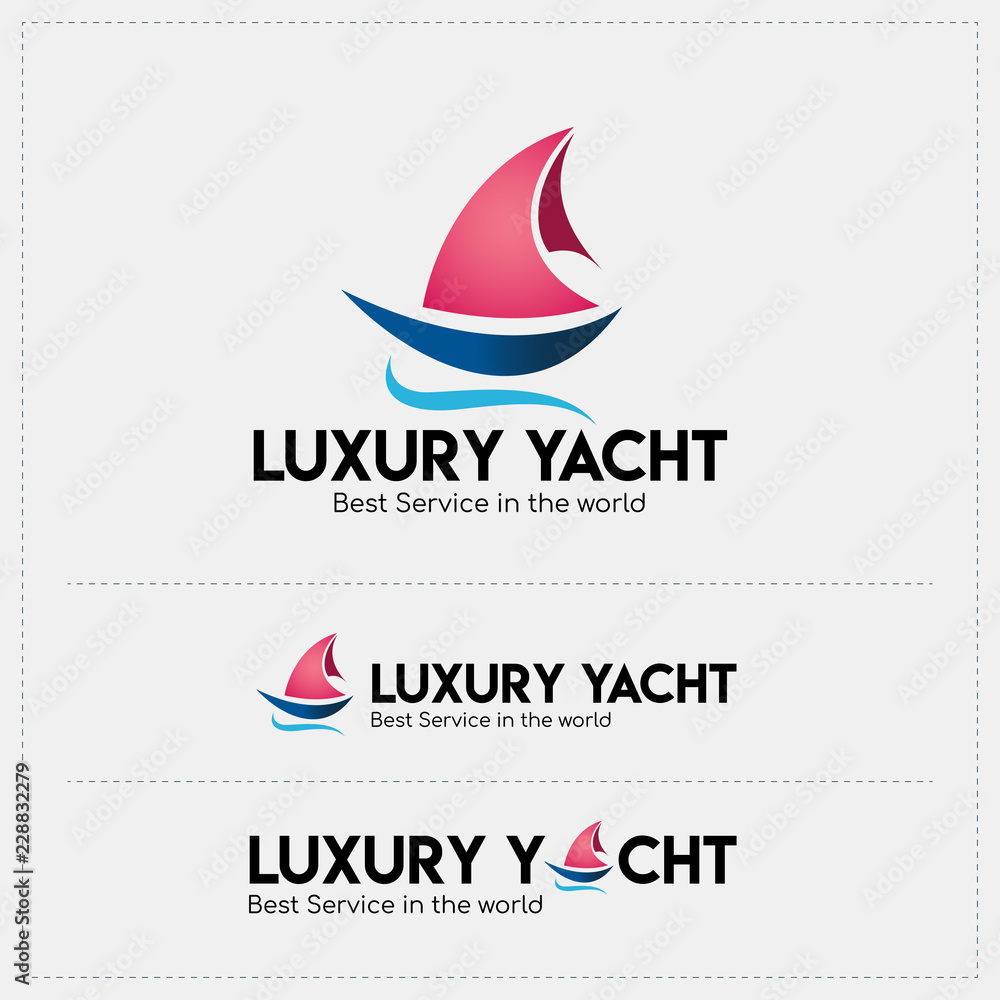 Luxury Yacht Vector Logo in the sea