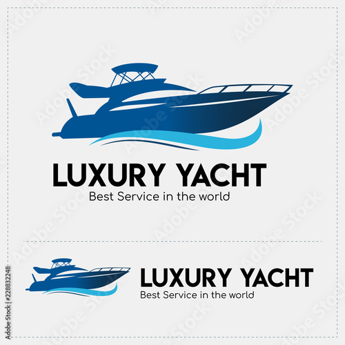 Luxury Yacht Vector Logo in the sea