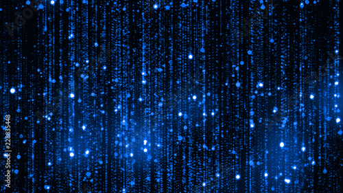 3D rendering of abstract falling bright particles. Glamorous rain for background. Abstract background with bright lights, sparks and fireworks made of particles