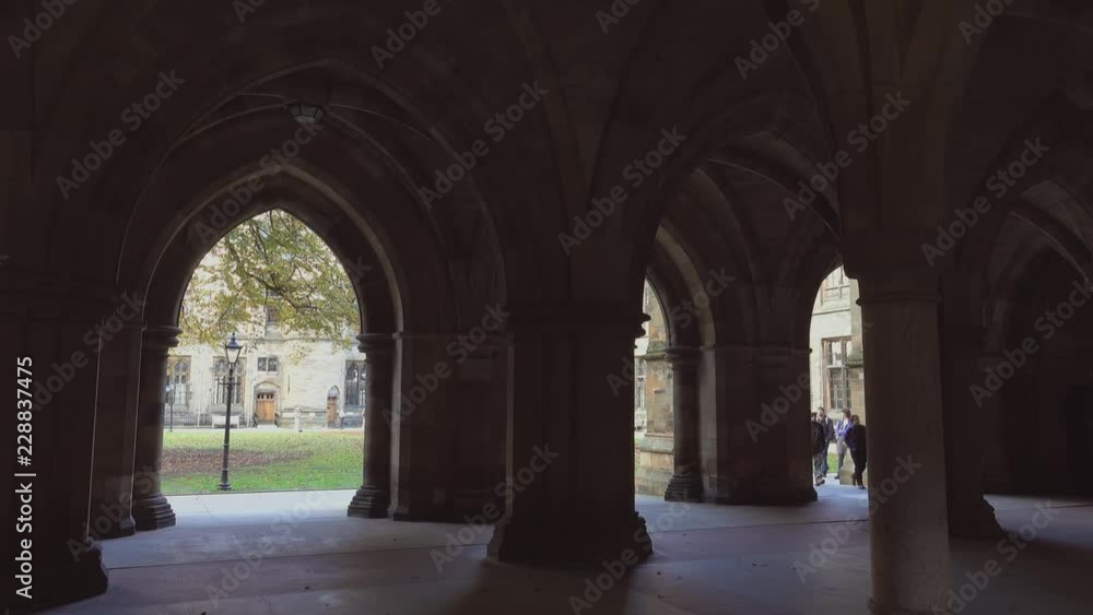 The Cloisters at Glasgow University looking out onto a quadrangle. The Cloisters at Glasgow University looking out onto a quadrangle.