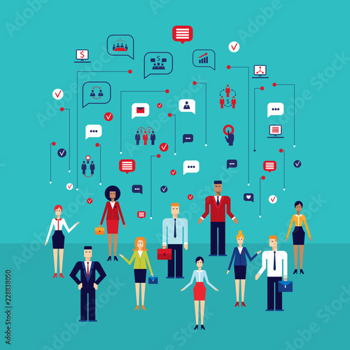Wallpaper Mural Group of people with icons Social network Communication Successful business concept Vector illustration Torontodigital.ca