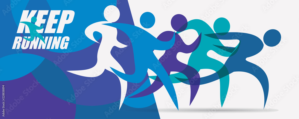 Fototapeta premium running people set of silhouettes, sport and activity background