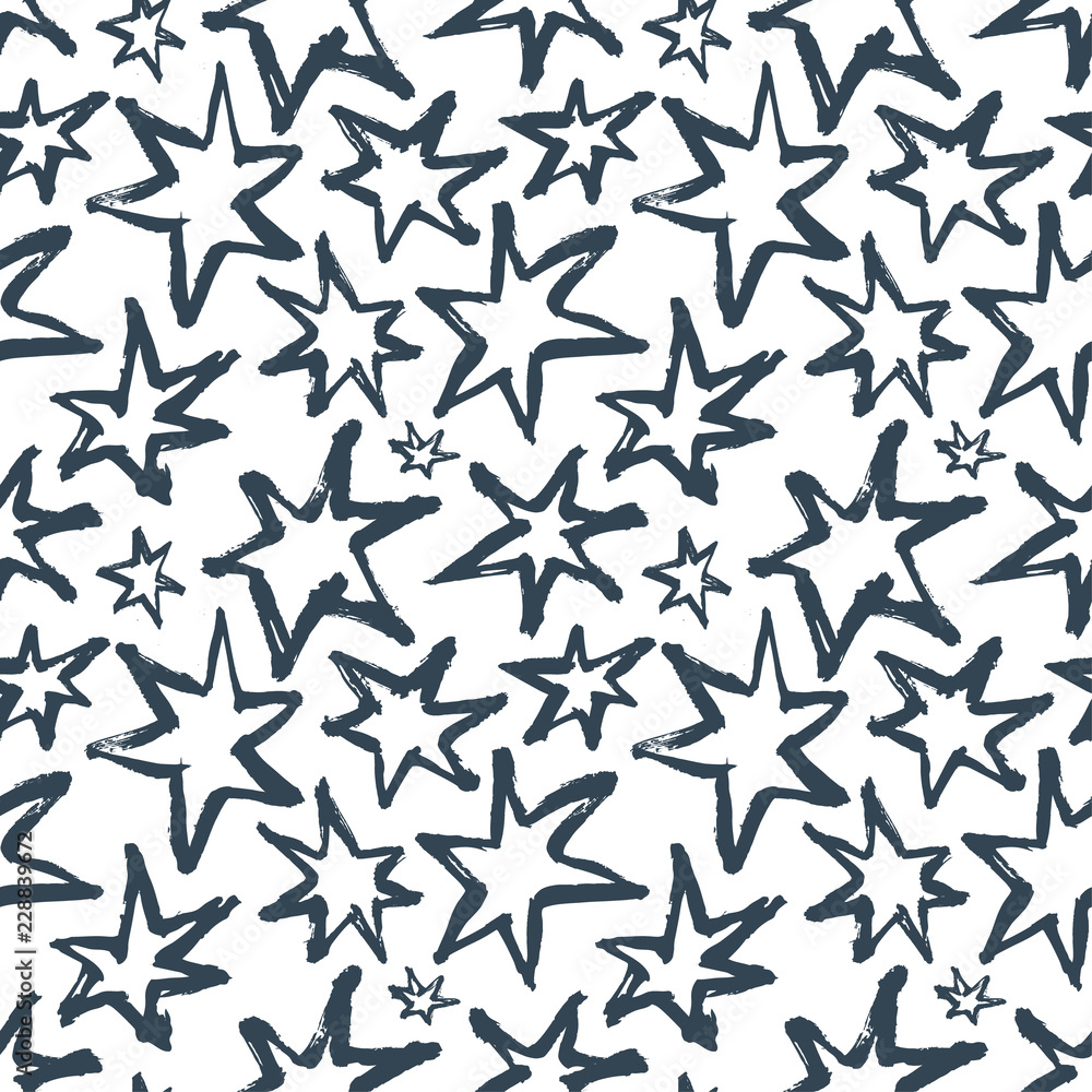 Sky Full of Stars. Vector seamless pattern with think charcoal hand-drawn stars on transparent background. Sky Full of Stars. Vector seamless pattern with think charcoal hand-drawn stars on transparent background.