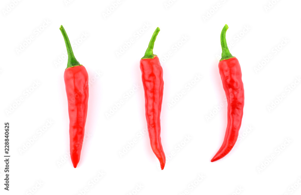 Isolated Red Hot Chili Pepper Set (Chilli, Chile).