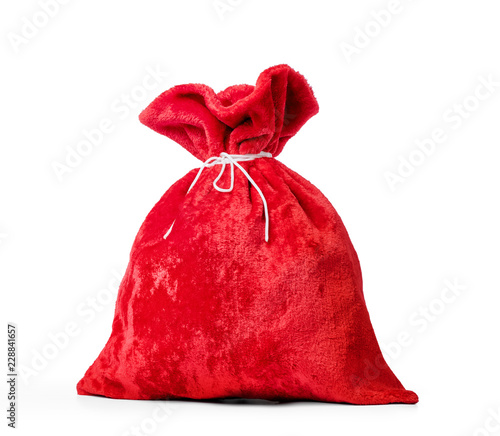 Santa Claus red bag, full, isolated on white background. File contains a path to isolation.