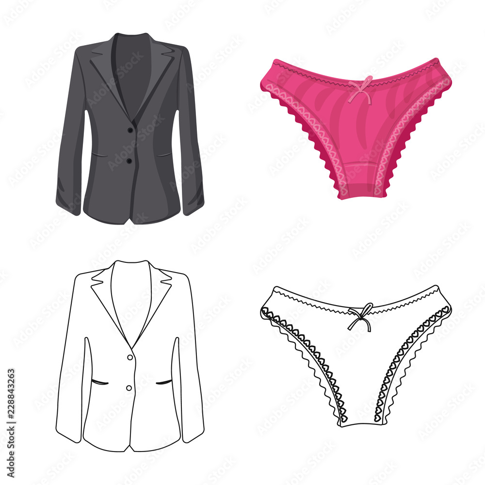 Obraz premium Vector design of woman and clothing symbol. Set of woman and wear stock symbol for web.