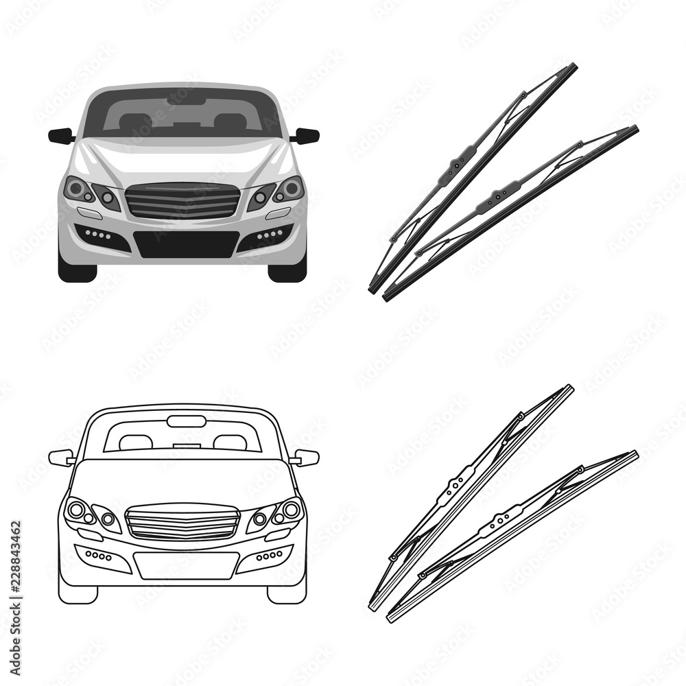 Vector illustration of auto and part symbol. Collection of auto and car vector icon for stock.