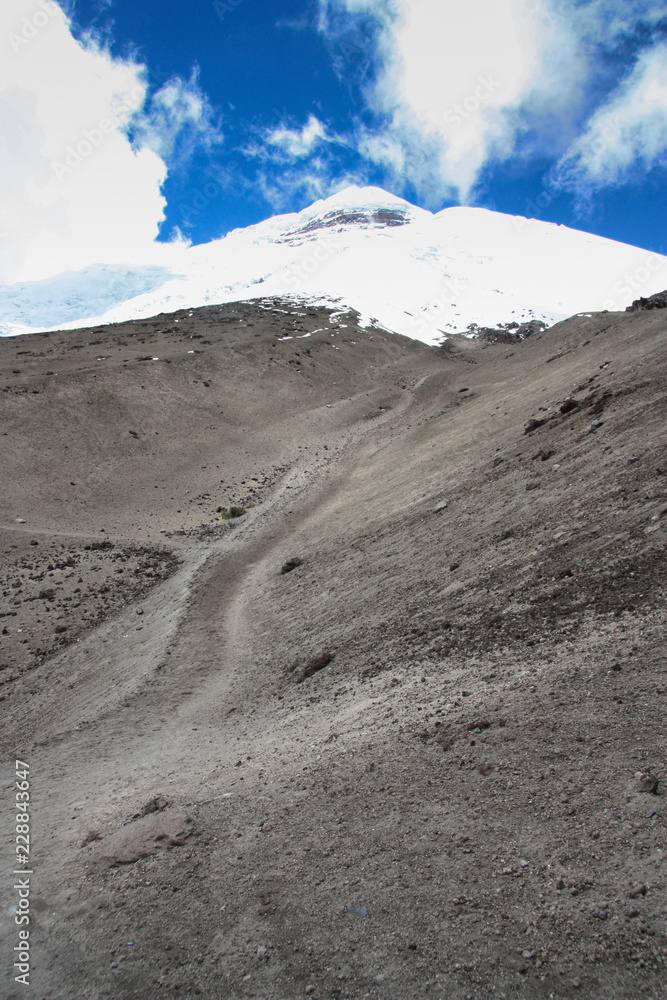 The way up to the summit of the Cotopaxi volcano in Ecuador