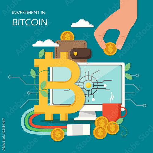 Investment in bitcoin concept vector flat illustration