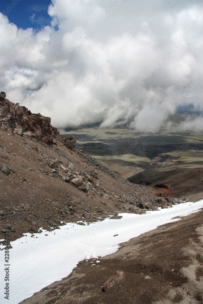 View from  the Cotopaxi volcano, Ecuador. Volcanic rocks