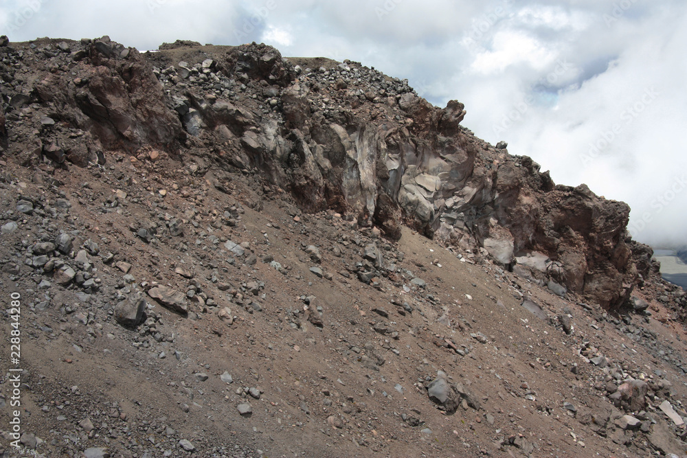 View from  the Cotopaxi volcano, Ecuador. Volcanic rocks