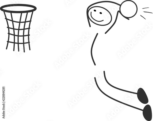 Strichmännchen spielt Basketball
